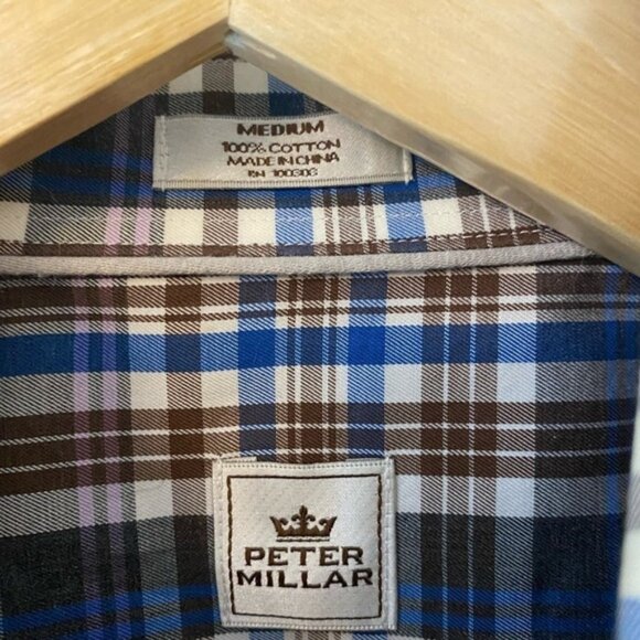Peter Millar 100% Cotton Plaid Fall Tone Button Down - Picture 2 of 8